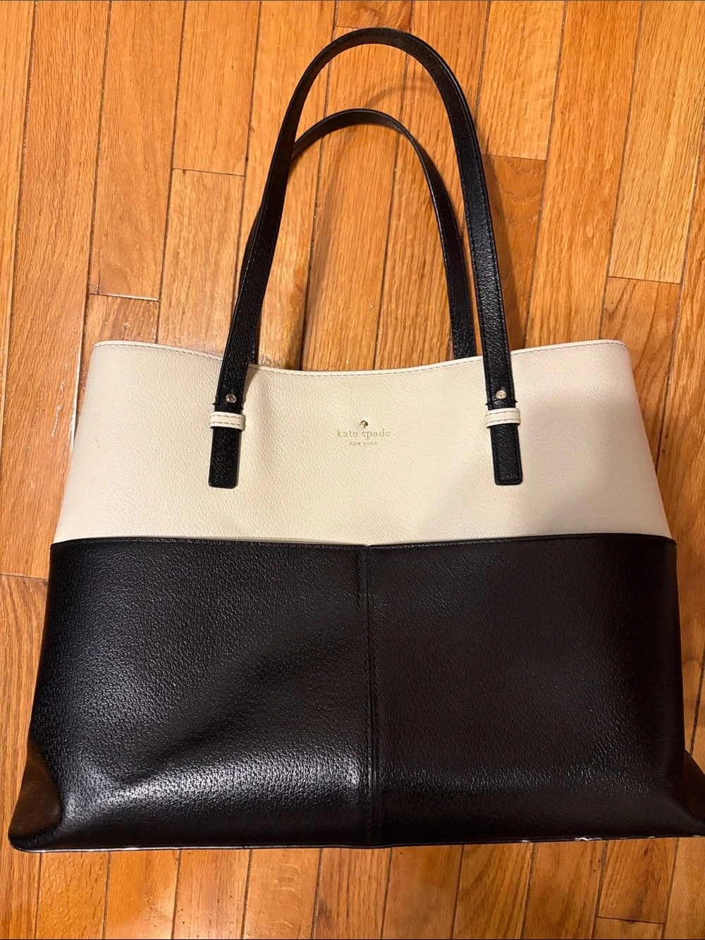 kate spade Two-Tone Black and Cream Leather Tote